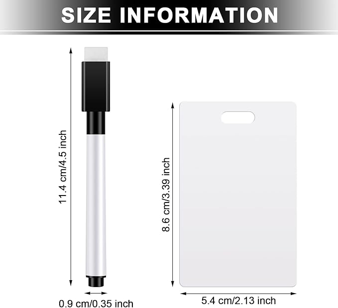 Laumoi 24 Packs Pocket Sized Erasable Notepad Badge Accessory 12 Mini Whiteboard Clipboard Hangs with Badge Mini Whiteboard Small Dry Erase Board with 12 Pieces Dry Erase Marker for Office(Black)