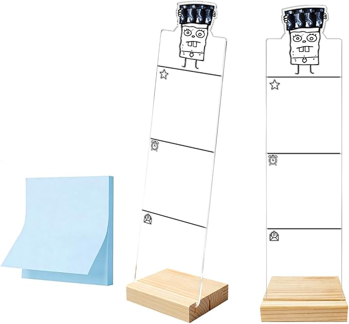 Monitor Memo Board Computer Monitor Memo Board Sticky Note Organizer MRI Acrylic Desk Accessories Removable Wooden Base Set Sticky Notes 100 Sheets 11.8×3.1 inches