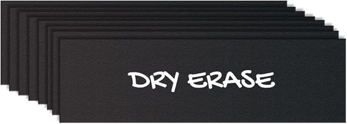Black Dry Erase Chalkboard Magnetic Shelf Label Magnets. Perfect for Kitchen of Office. (1" x 5", Pack of 24)