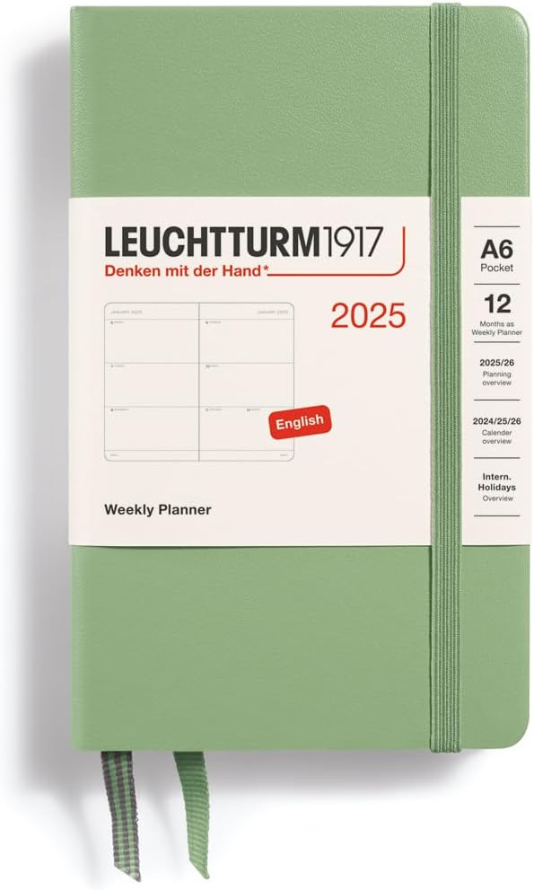 LEUCHTTURM1917 - Weekly Planner 2025, Hardcover, Pocket (A6), Sage (Jan 1 - Dec 31, 2025)