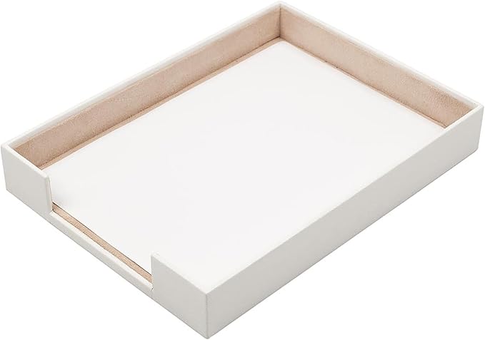MOOGCO White Leather Desk Set - Pad, Note Paper & Pen Holder - Coaster - Accessories & Organizer - Office Storage, White