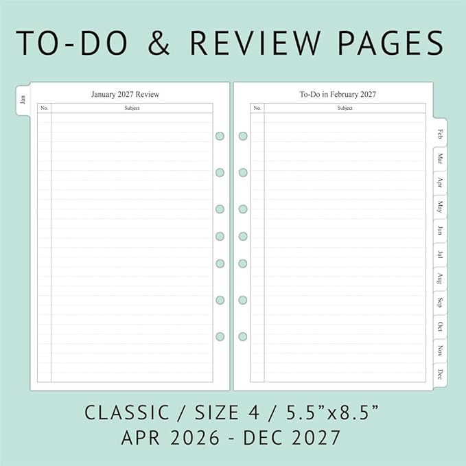 newestor 2026-2027 Monthly Planner Refills 5.5" x 8.5" for Mini Binder, 21 Months from Apr 2026 to Dec 2027, Desk Size