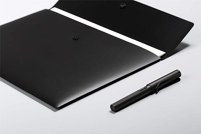 VANRA 5 Pieces A4 Envelopes Folders for Paperwork Plastic Wallets Document Organizer with Snap Button Closure A4 Letter Size (Black)