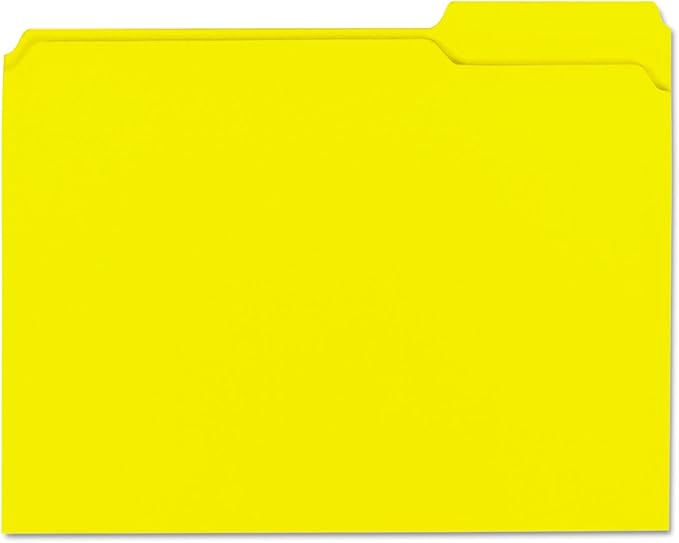 Pendaflex Color File Folders with Interior Grid, Letter Size, Yellow, 1/3 Cut, 100/BX (R152 1/3 YEL)