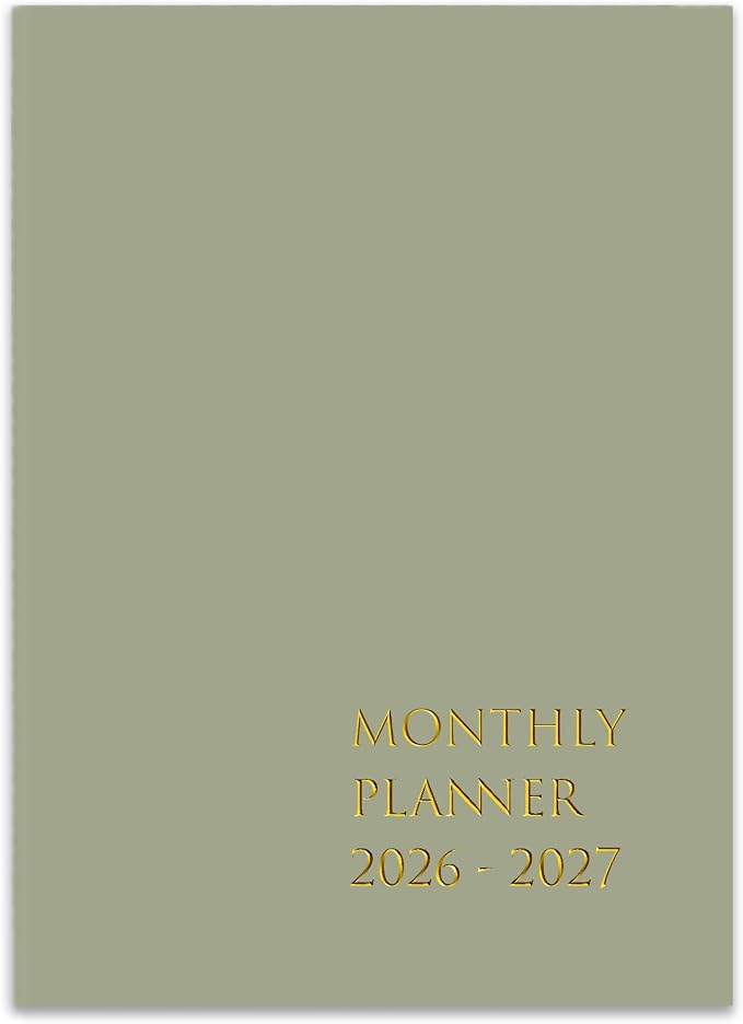 2026-2027 Monthly Planner - Month Calendar from July 2026 - December 2027, Monthly Planner 2026-2027 Easy to Organize Your Daily Life, 5.8" x 8.25", Gold Green
