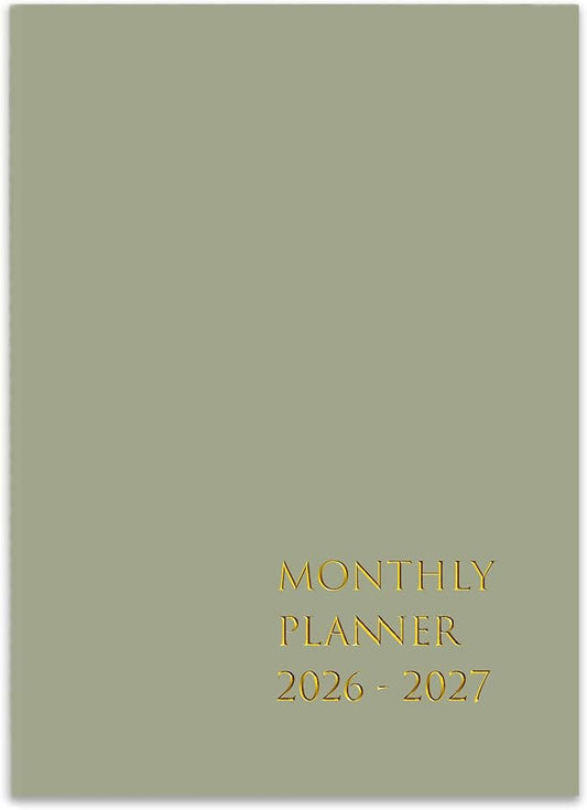 2026-2027 Monthly Planner - Month Calendar from July 2026 - December 2027, Monthly Planner 2026-2027 Easy to Organize Your Daily Life, 5.8" x 8.25", Gold Green