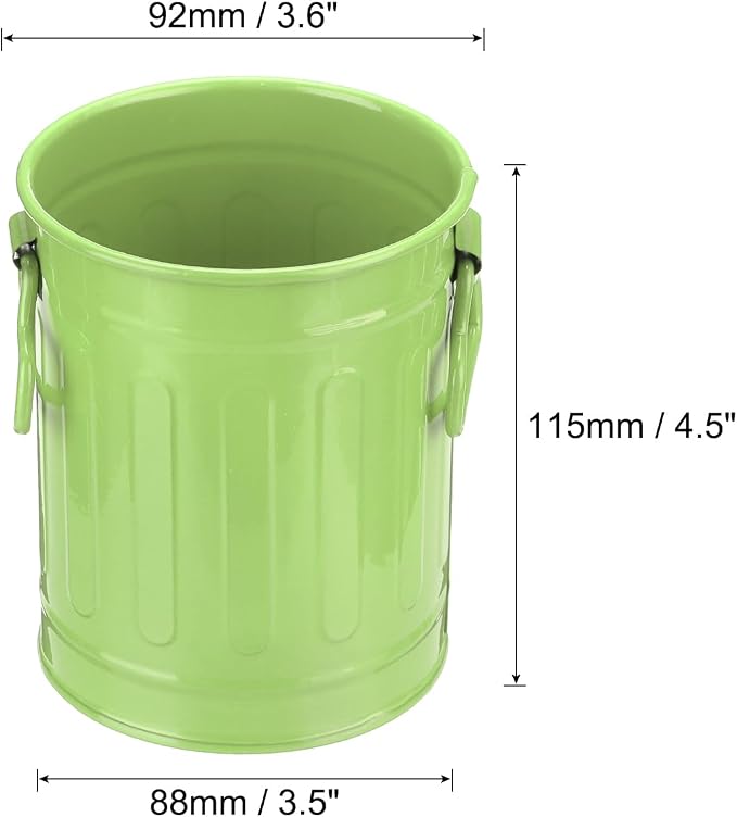 PATIKIL Barrel Pencil Holder, Metal Pen Holder for Desk Pencil Holders Cup Organizer with Handles Makeup Brush Holder Stationery Storage, Green
