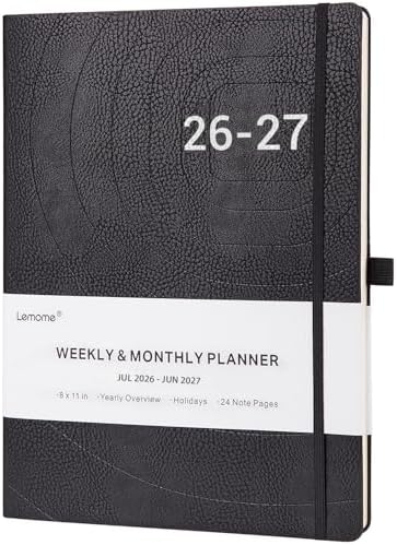 2026-2027 Planner - Weekly & Monthly Planner 2026-2027 with Pen Loop, to Achieve Your Goals & Improve Productivity, July 2026 - June 2027, Thick Paper, Inner Pocket, 8.5" x 11" - Black
