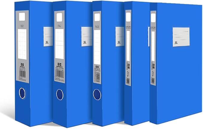 A4 Storage File Boxes Plastic Archives Cases with Lid, File Folder Organizer Document Storage Filing Box for office,5.5cm,Blue