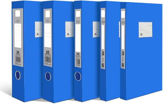 A4 Storage File Boxes Plastic Archives Cases with Lid, File Folder Organizer Document Storage Filing Box for office,5.5cm,Blue