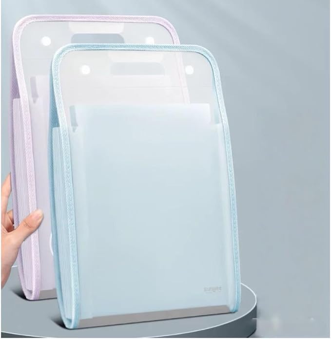 Translucent Accordion File Folder,13 Pockets Expanding File Organize with Labels,A4 Letter Size Document Receipt Organizer Accordion Filing Folder for School, Home,Office.(Clear White)