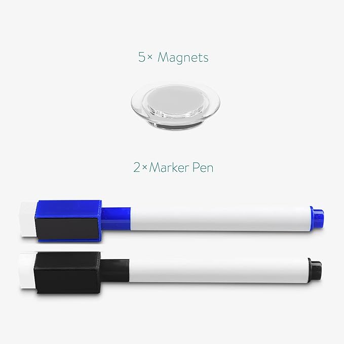 Navaris Weekly Planner White Board - 24" x 36" Magnetic Dry Erase Whiteboard Calendar with 7-Day Week Plan for Wall - Includes Markers and Magnets