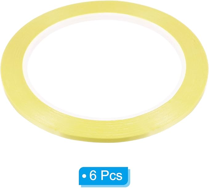PATIKIL 1/8" Whiteboard Tape, 6 Pack Thin Dry Erase Tape for Graphic Chart Marking DIY Art, Light Yellow