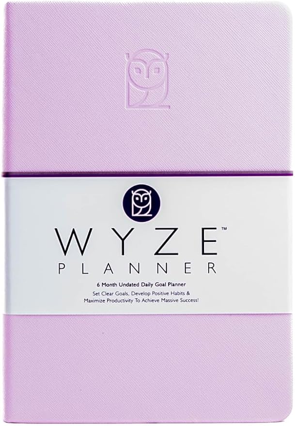 Wyze Planner Undated Daily Planner – 6-Month A5 Productivity Organizer with Full Page Per Day, Hourly Schedule, Goal Setting, Habit Tracker, Weekly & Monthly Pages – Hardcover Time Management Notebook (Lilac)