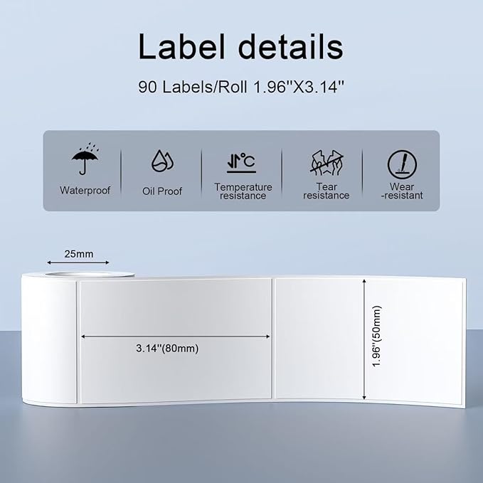 CLABEL 221B Label Maker Machine with 1Rolls 40 * 30mm Labels and 6 Rolls 50 * 80mm Thermal Labels
