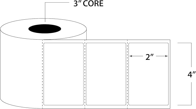 Blank Labels Shipping and Printer Labels 4" X 2" Thermal Transfer Labels on 1" Cores with NO Perforations Between Labels | 3,000 Label Per Roll | Matte White 4 Rolls Total | 12,000 Label | Made in USA