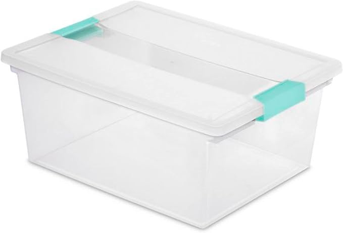 Sterilite Deep Clip Storage Box Container with Lid, Clear, 8 Pack and Medium Clip Box for Home, Craft Room, and Office Organization, 4 Pack