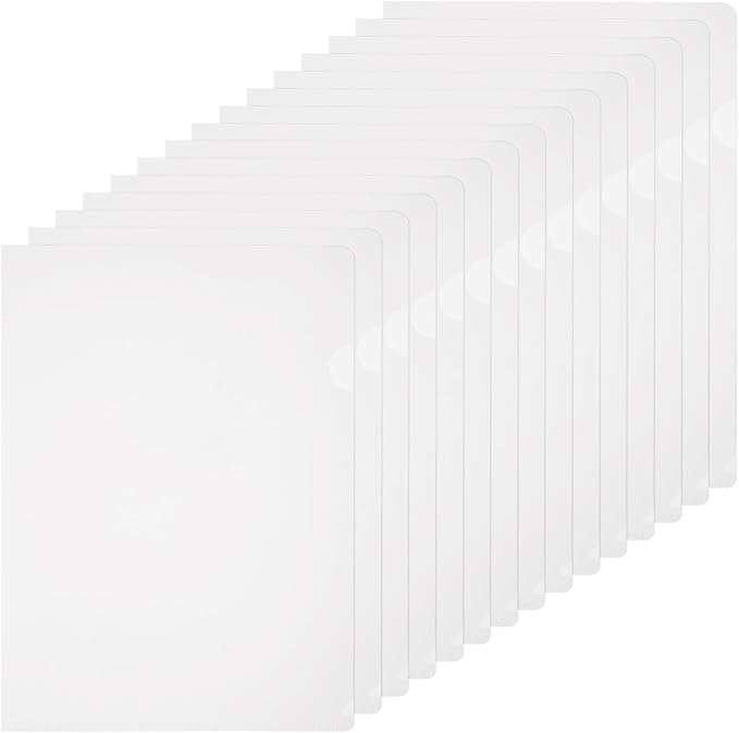 PATIKIL A4 Plastic Folders, 15 Pack Clear Folders L Type Project Pockets Paper Document Jacket Sleeves L Shaped Transparent for Documents Plastic Office File, 8.7x12.2in, Transparent