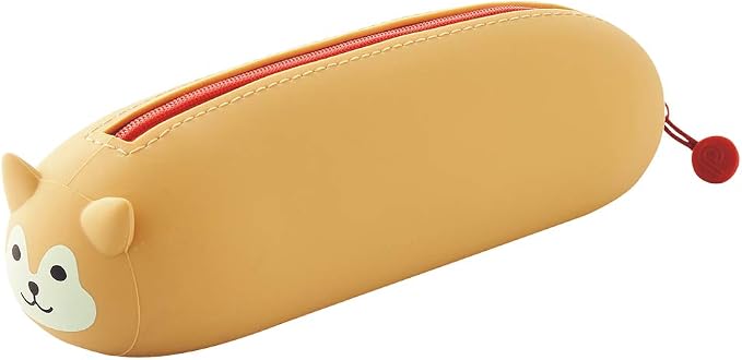 LIHIT LAB PuniLabo Zipper Pen Case/Pouch, Horizontal, 2.5" x 7.9", Shiba Dog (A7781-2), Pen: 2.5"x 7.9"x 2.4"