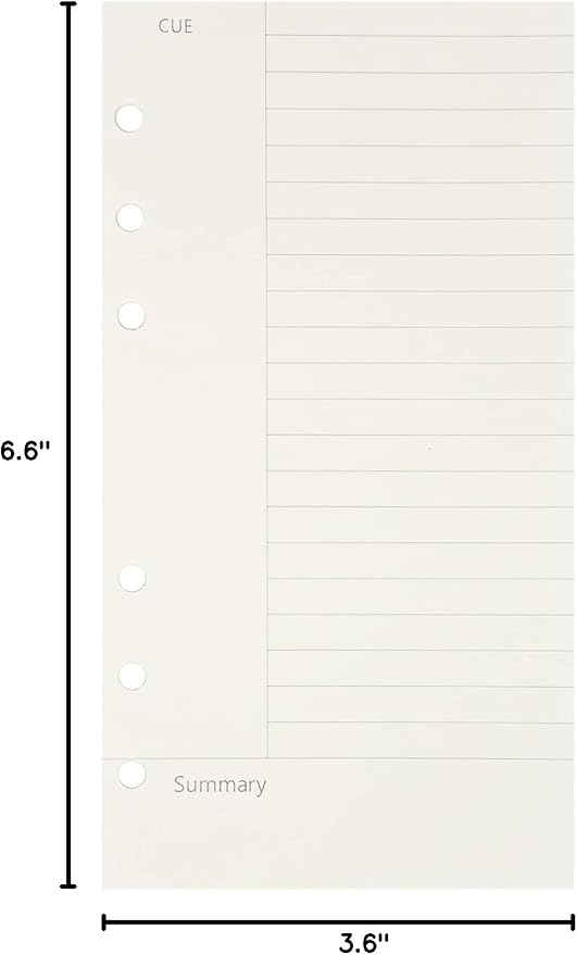 Zelten 1 Pack A6 45 Sheets/90 Pages Connell Loose Leaf Punched Paper Refills Paper for 6 Hole Binder Personal Organizer Diary Notebook Refillable Planner