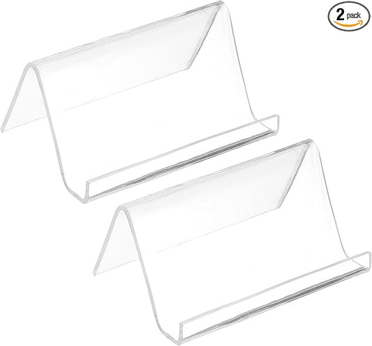 PATIKIL Business Card Holder for Desk, 2Pcs Acrylic Business Card Holders Shine Card Stand Organizer Cards Display for Office Exhibition, Clear