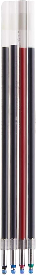 PILOT Dr. Grip 4+1 Multi-Function Ballpoint Ink Refills, Fine Point, Black/Red/Blue/Green Inks, Assorted Colors,4 Count (Pack of 1) (77154)
