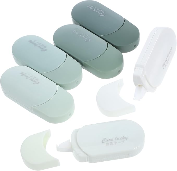 Ciieeo 6pcs Gradient Green Correction Tape Roller for School and Office Use, Tear-resistant Write-out Tape, Large Capacity Scrapbook Adhesive for Note Taking and Journaling