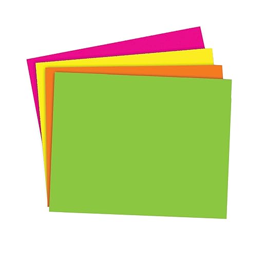 School Smart Poster Board Paper, Neon, Assorted Colors, 12 pt Thick, For Posters, Signs, Crafts, Displays, Classroom Projects, 11 x 14 Inches, 25 Pack