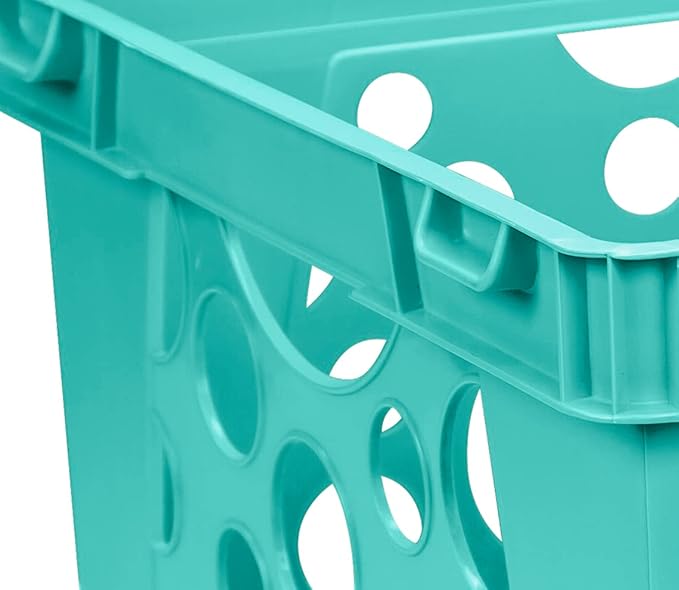Storex Premium File Crate with Handles – Letter and Legal Document and Folder Storage, Teal 3-Pack (61670U03C)