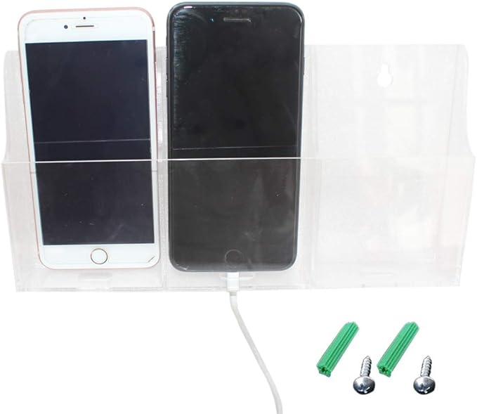Acrylic Wall Mount Desk Organizer Storage Box for Cell Phones Holder in Home Office (3 Grid)
