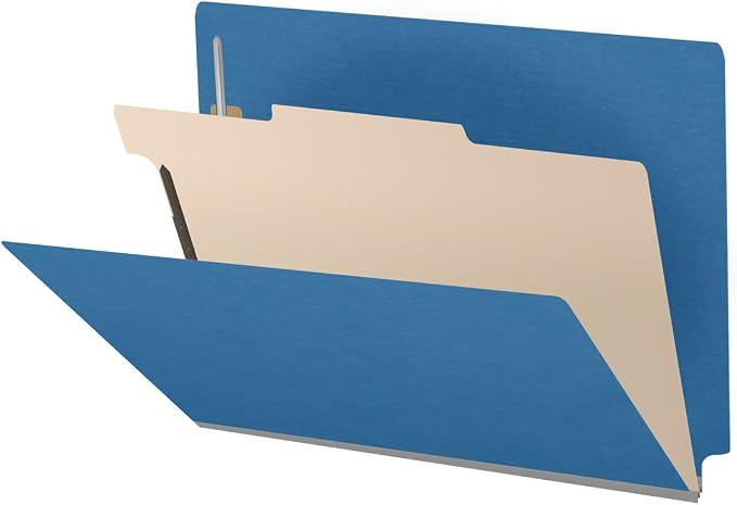 25 Pt. Pressboard Classification Folders, Full Cut End Tab, Letter Size, 1 Divider, Royal Blue (Box of 10)