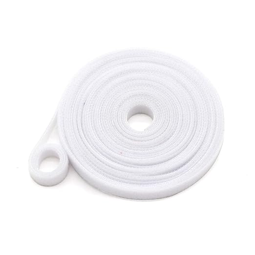 5 Meters Self Adhesive Fastener Tape Polyester PP Straps Hooks Loops Reusable Cable Wire Tie Magic Tape DIY Accessories(White 10mm)