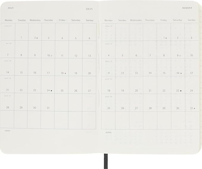 Moleskine Classic 12 Month 2025 Weekly Horizontal Planner, Soft Cover, Pocket (3.5" x 5.5"), Black, 144 pages