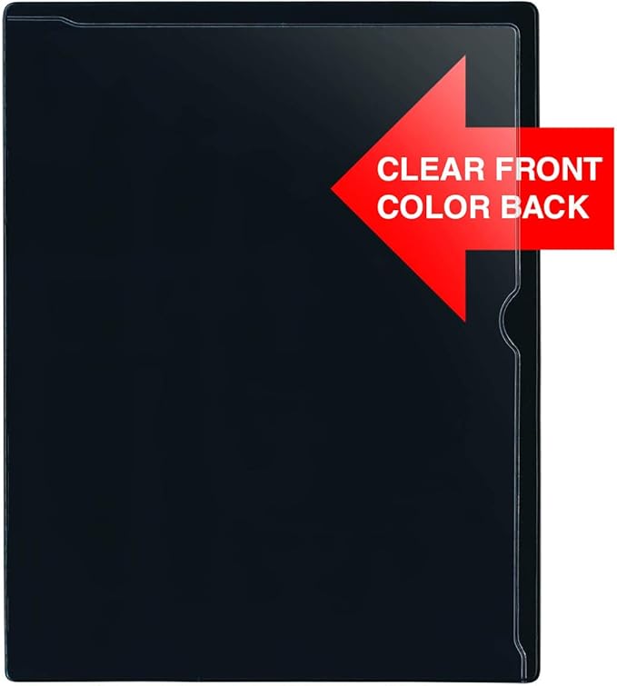 StoreSMART - Paperwork Organizers - 50-Pack - Black Plastic Back, Clear Plastic Front - Heavy Duty - PF8511PQBK-50