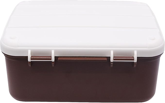 RUIAN 2.3 Gallon Portable Combination Lock Box-Plastic Lockable Storage Container with Code Safe, Versatile Organizer for Home Office Travel Business (White&Brown)