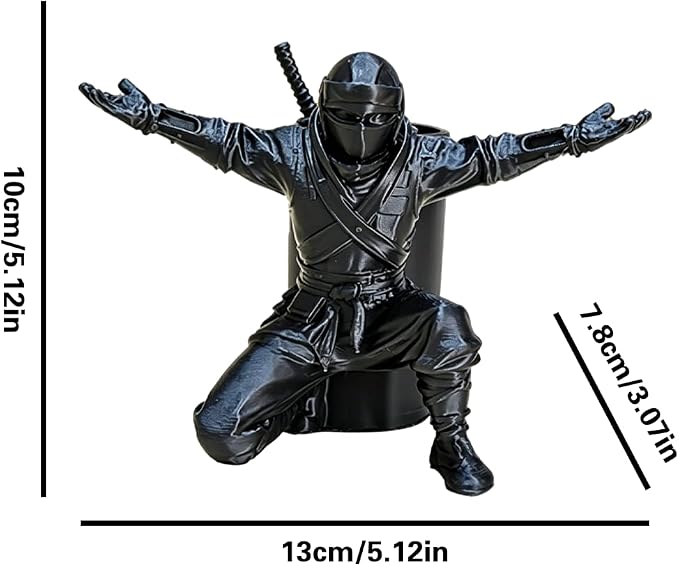 Ninja Pen Holder Desk Organizer–Unique Pen Stand, 3D Printed Cool Desk Decor Office Accessories for Men Women (Black)