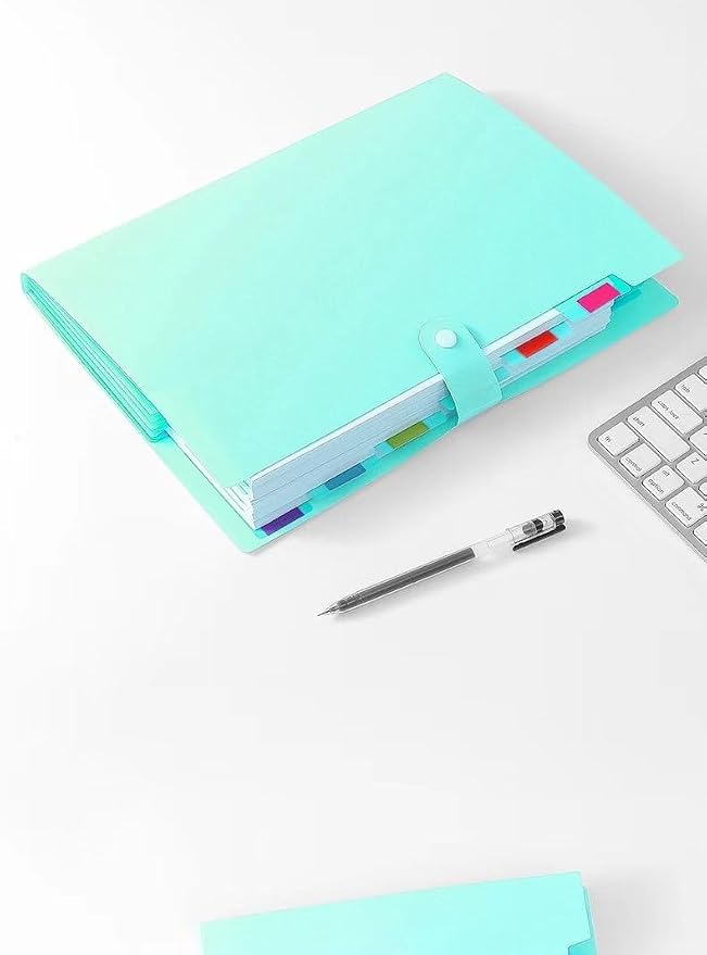 Green Accordion File Folder,8 Pockets Expanding File Organize with Labels,A4 Letter Size Paper Document Receipt Organizer Accordion Filing Folder for Classroom,Home,Office