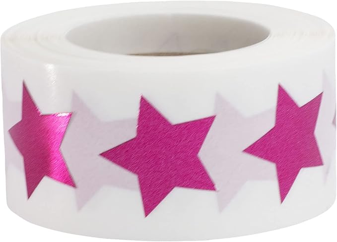 Metallic Rose Star Stickers, 3/4" Inch, 500 Labels per Roll - Perfect for Reward Systems, Decorating, and Crafting in Schools, Offices, Home and Personal Use