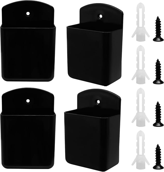4pcs Remote Control Holder Wall Mount, Self Adhesive Pen Holder Storage Accessories for Home Office School/Home Users Office Workers （Black）
