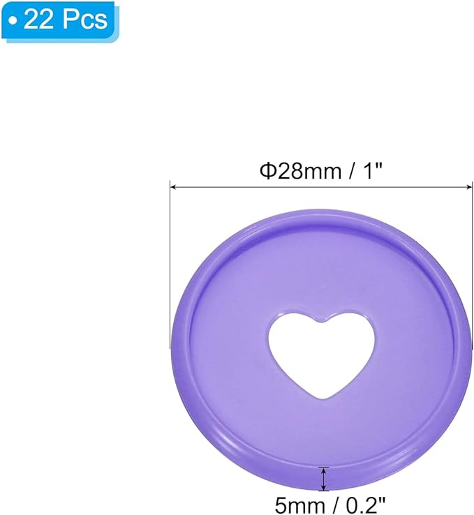 PATIKIL 35mm 1" Purple Plastic Round Heart Shape Book Binding Discs, 22 Pcs Discbound Expansion Discs Plating Binder Rings for DIY Notebook Planner