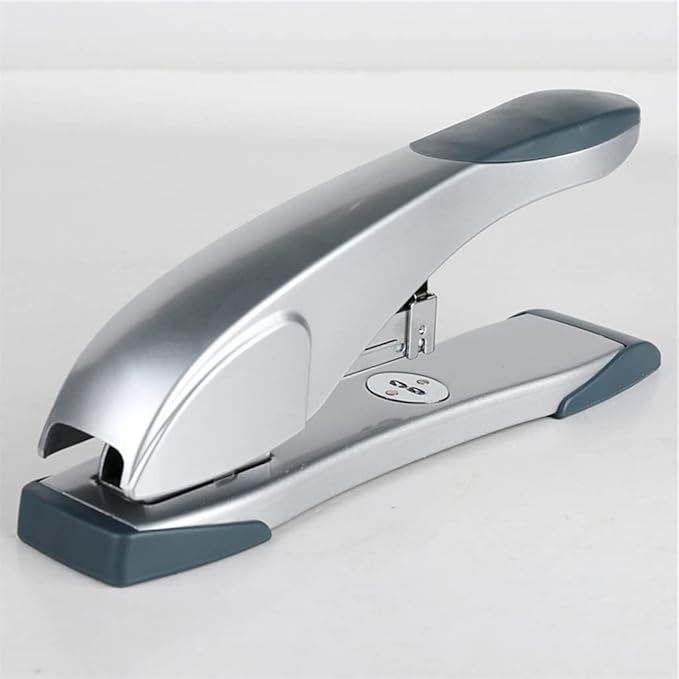 KUYWLMKMZZ Desk Stapler Metal Staplers Office Heavy Duty 60 Page Capacity Heavy Duty Stapler Suitable for Office Learning Desktop File Sorting and Binding Silver Gray School Supplies (Color : A)