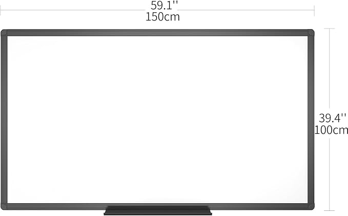 VIZ-PRO Magnetic Dry Erase White Board, 60 X 40 Inches, Black Aluminium Frame