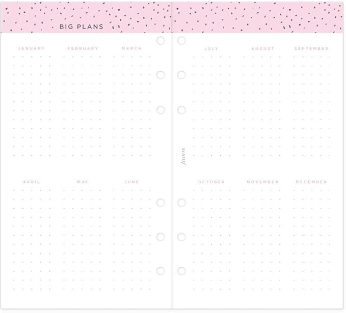 Filofax Calendar Diary Refill, Personal/Compact Size, Week-to-View, Confetti Minimal Diary Pack, Multilingual: Five Languages, 2026 (C68491-26)