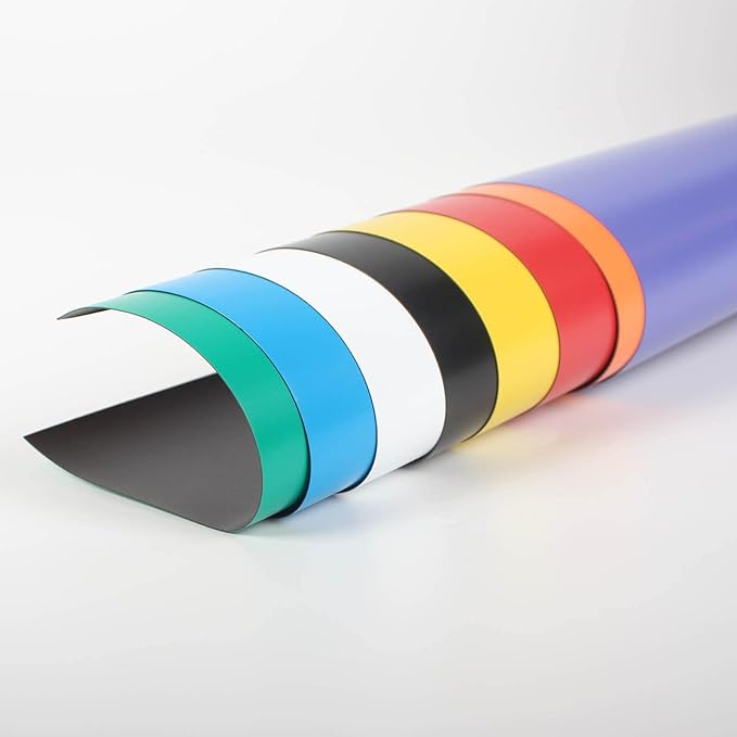 A4 Color Magnetic Sheet Teaching aids， Can be cut Soft Magnetic ，Sheet ferromagnetic/ Magnetic Strip Rubber， Message Board Magnet Stone Stickers（1 set of 8 sheets）