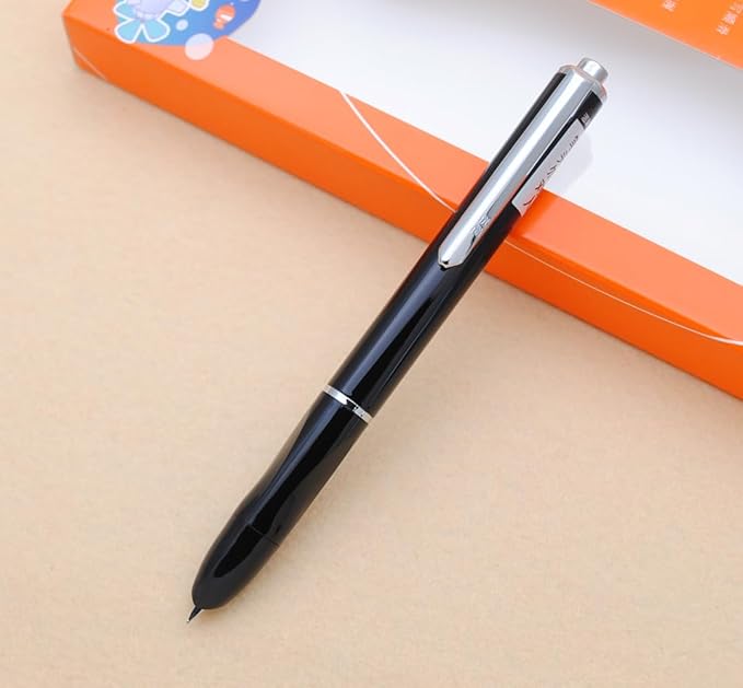 OASO K016 Retractable Fountain Pen Set 0.5mm with 4pcs Blue Ink Cartridges Smooth Writing for School Students (Deep Sea Black)