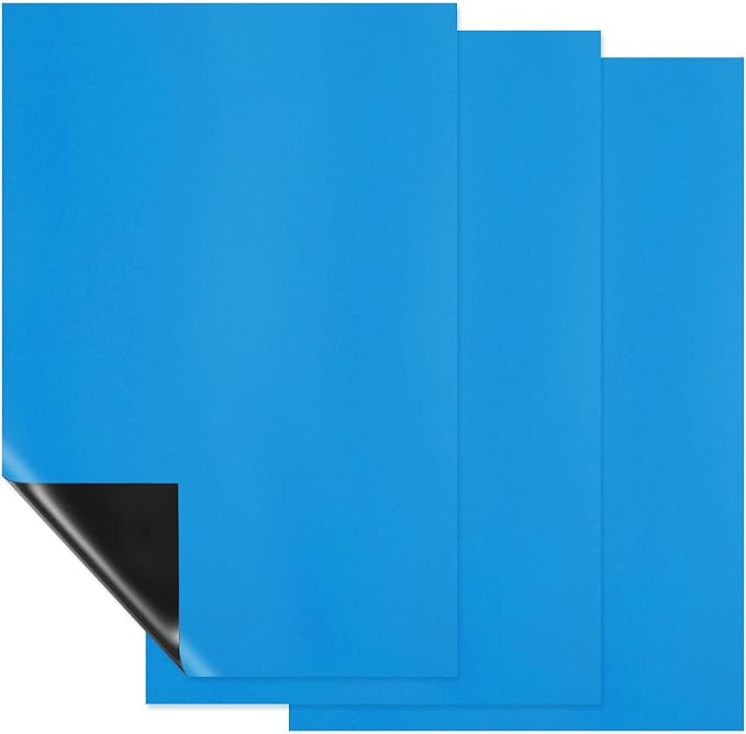 PATIKIL Magnetic Dry Erase Board Sheet for Fridge, 3 Pcs 12 x 8 Inch Erasable Refrigerator Whiteboard for Kitchen for Home Kitchen Organizer Planner Office Storage, Blue (0.6mm)