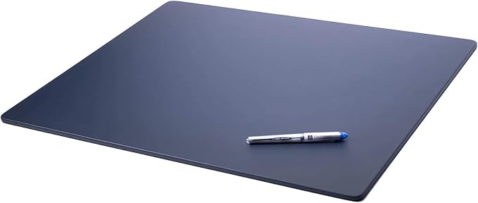 DACASSO Leatherette Conference Table Pad - Luxury Leather Desk Blotter for Writing - Padded Executive Desk Surface Protector - (Navy Blue, 20” x 16”)