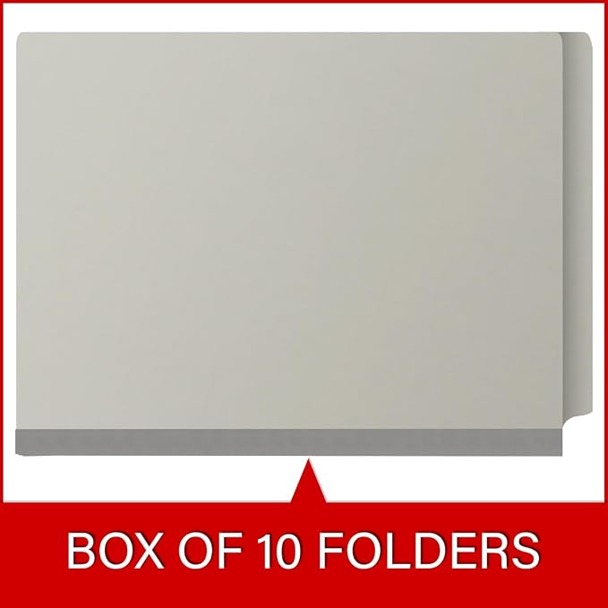 25 Pt. Pressboard Classification Folders, Full Cut End Tab, Letter Size, 2 Dividers, Light Gray (Box of 10)