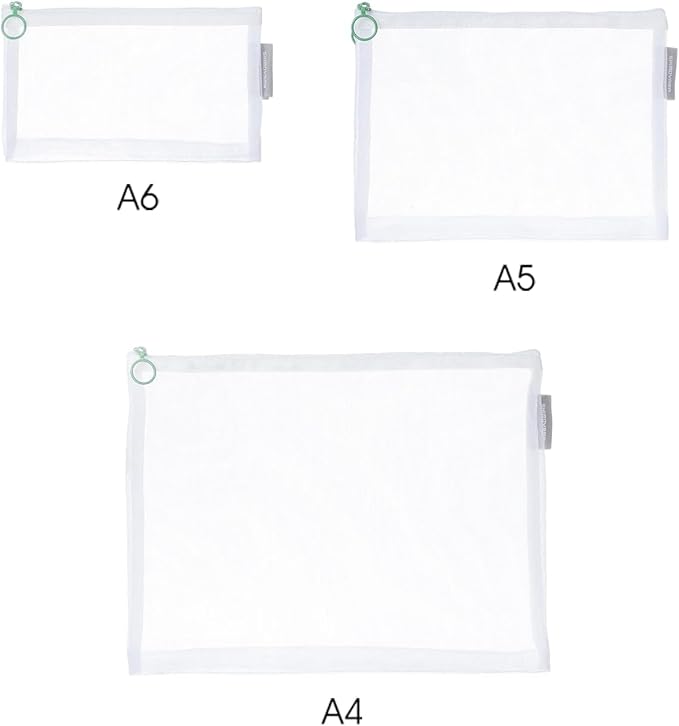 SHIMOYAMA Mesh Storage Bag Set, 3Pcs 3-Size Double Nylon Mesh Bags for Lego Bricks, Puzzles, A4/5/6 Zipper Pouch for Home/School/Office Use