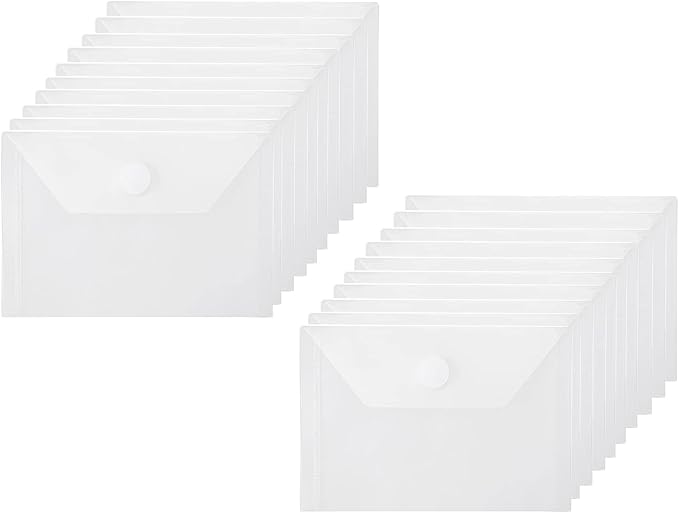 3x5 Plastic Envelopes Hook Loop Closure Coupon Receipt Storage Holder 20 Pack